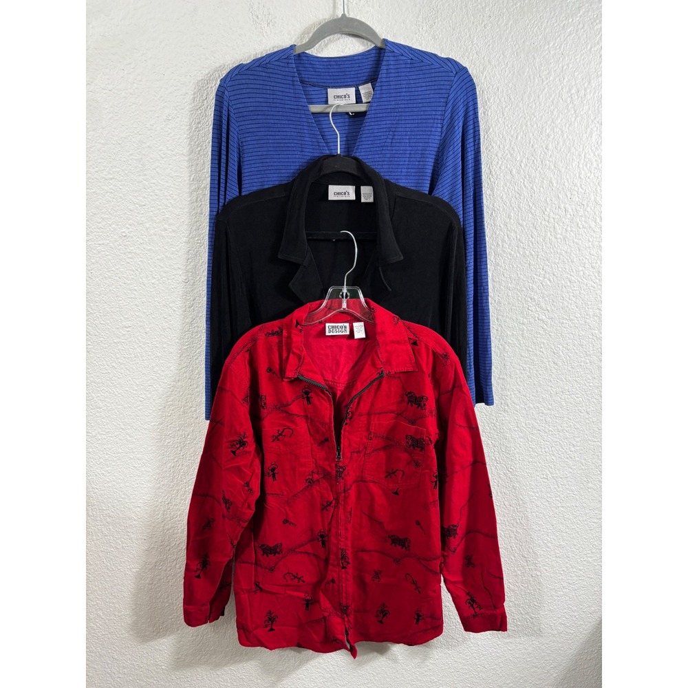 Chico's Lot of 3 Tops Size 1 Corduroy Cardigan Travelers Womens